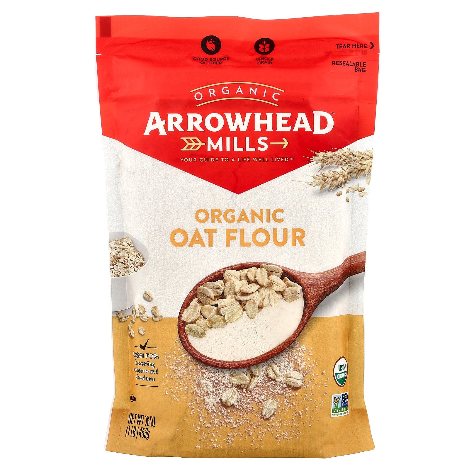 Arrowhead Mills, Organic Oat Flour, 1 lb (453 g)