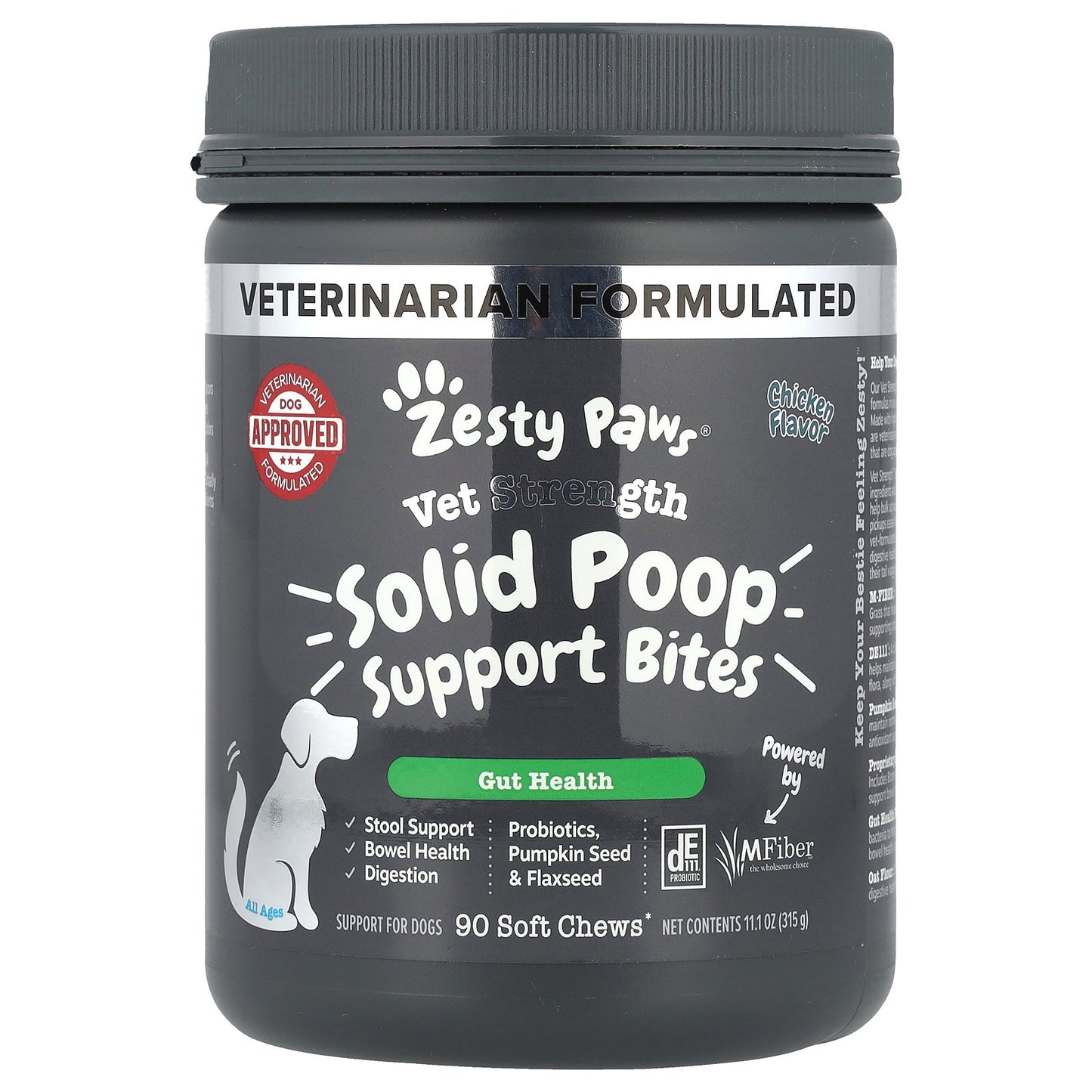 Zesty Paws, Vet Strength Solid Poop Support Bites, For Dogs, All Ages, Chicken, 90 Soft Chews, 11.1 oz (315 g)