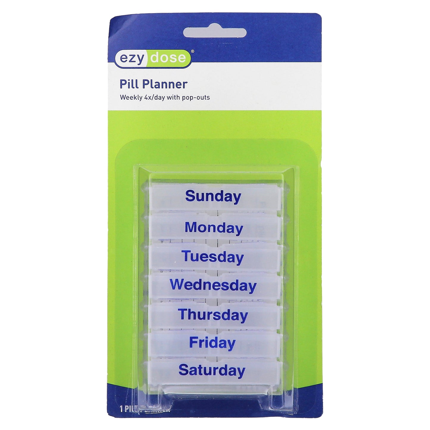 Ezy Dose, Pill Planner, Weekly 4X Day with Pop Outs, 1 Count