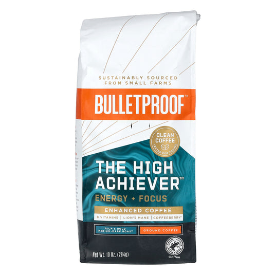 BulletProof, Coffee, The High Achiever, Ground, Medium-Dark Roast, 10 oz (284 g)