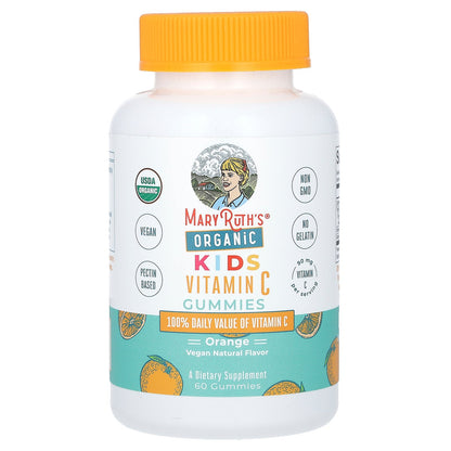 MaryRuth's, Organic Kids Vitamin C Gummies, Orange, 60 Gummies (45 mg per Gummy)
