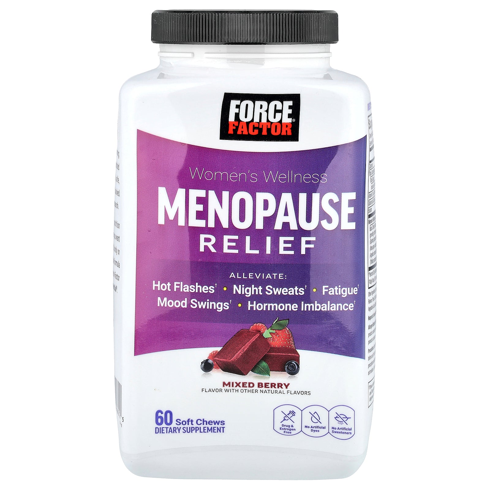 Force Factor, Women's Wellness, Menopause Relief, Mixed Berry, 60 Soft Chews