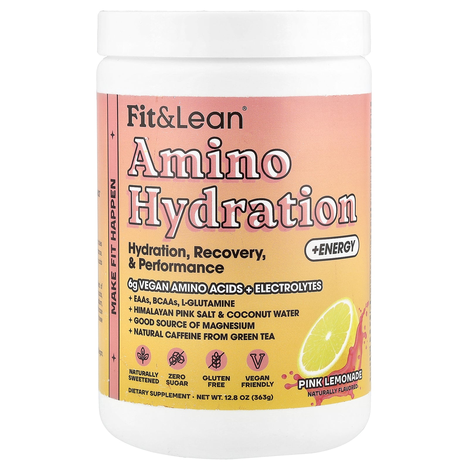 Fit & Lean, Amino Hydration + Energy, Pink Lemonade, 12.8 oz (363 g)