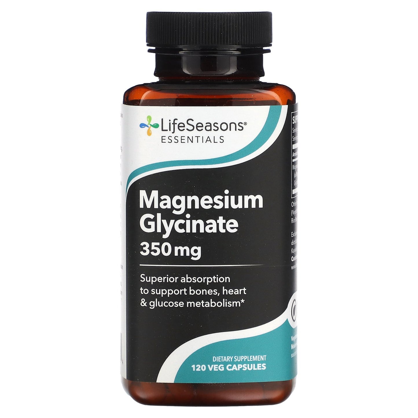 LifeSeasons, Magnesium Glycinate, 350 mg, 120 Veg Capsules (87.5 mg per Capsule)