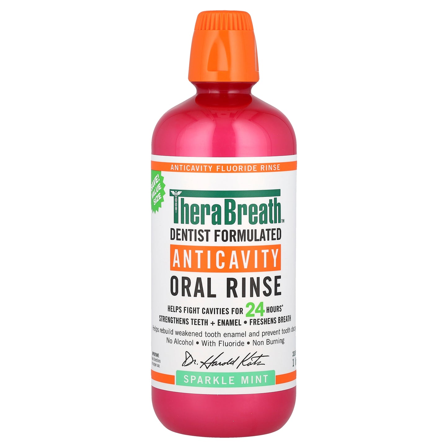 TheraBreath, Anticavity Oral Rinse, Sparkle Mint, 33.8 fl oz (1 l)