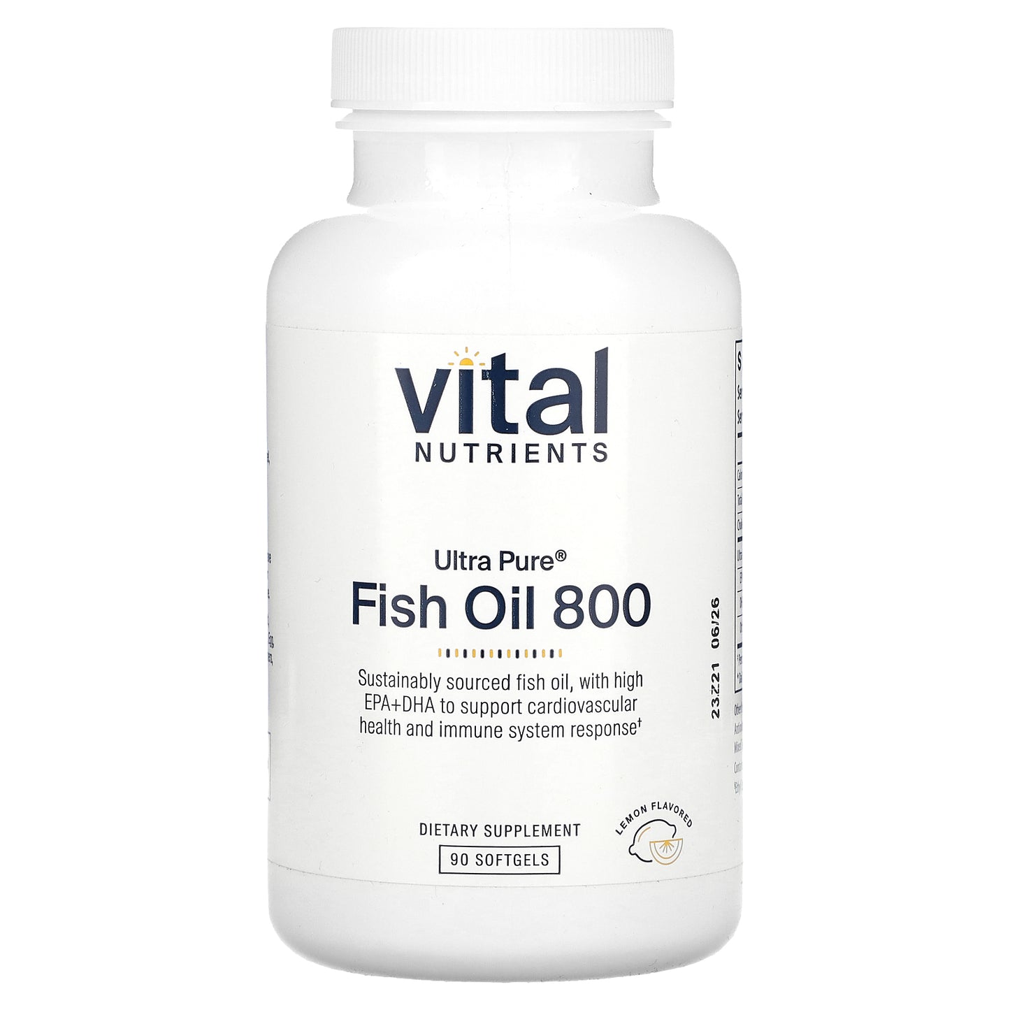 Vital Nutrients, Ultra Pure, Fish Oil 800, Lemon, 90 Softgels