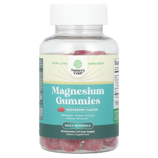 Nature's Craft, Magnesium Gummies, Raspberry, 60 Gummies