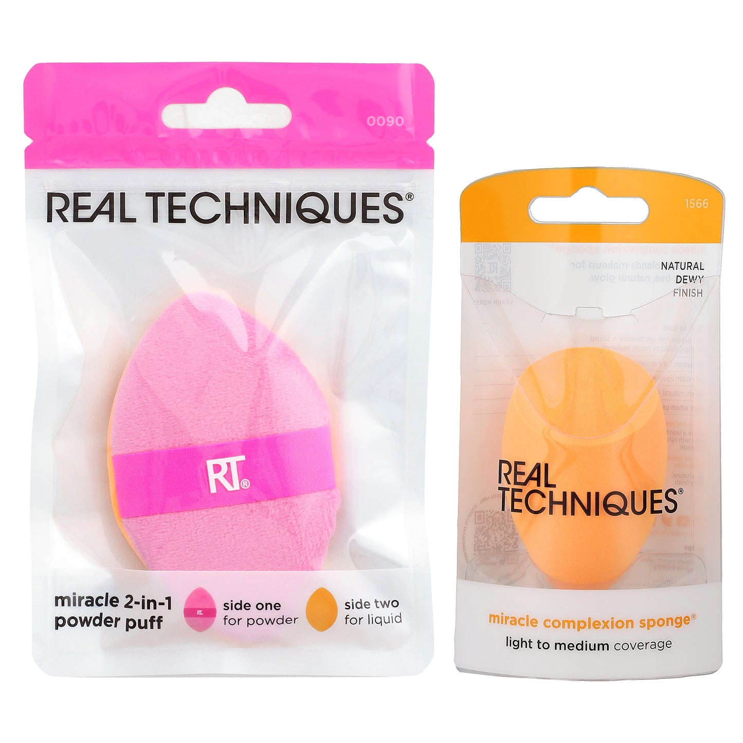 Real Techniques, Miracle 2-in-1 Powder Puff & Miracle Complexion Sponge®, 2 Piece Set