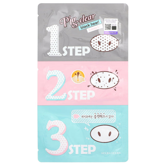 Holika Holika, Pig-Clear, Blackhead 3 Step Kit, 1 Kit, 0.24 oz (7 g)