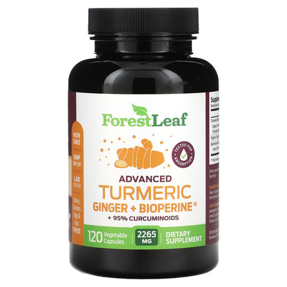 Forest Leaf, Advanced Turmeric Ginger + Bioperine, 120 Vegetable Capsules