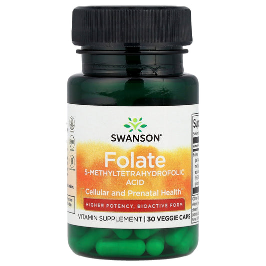 Swanson, Folate, 30 Veggie Caps (1,360 mcg DFE per Cap)