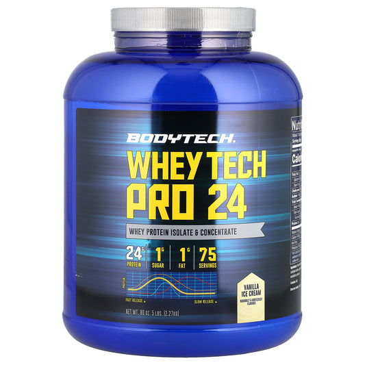 BodyTech, Whey Tech Pro 24, Vanilla Ice Cream , 5 lbs (2.27 kg)