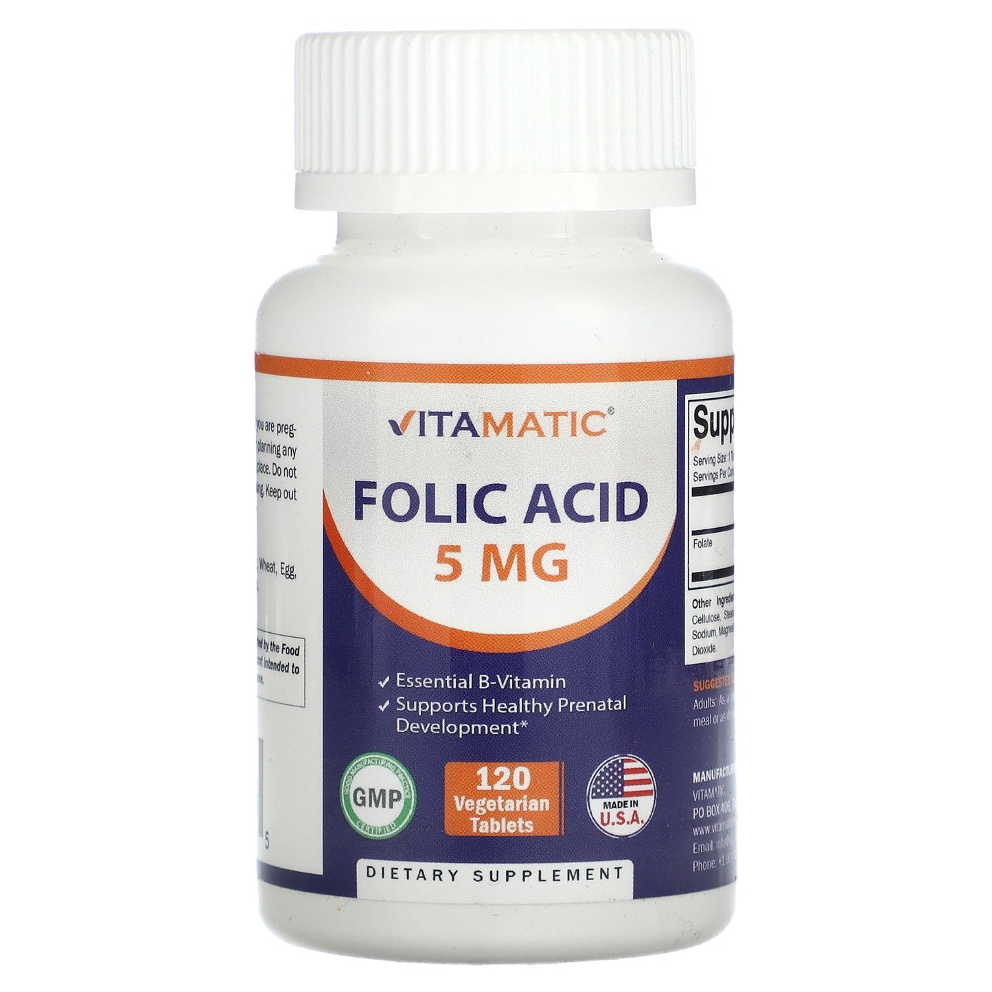 Vitamatic, Folic Acid , 5 mg , 120 Vegetarian Tablets