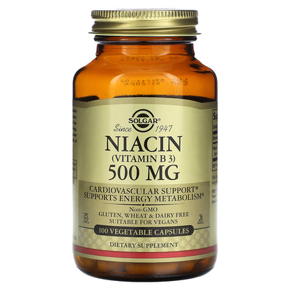 Solgar, Niacin (Vitamin B 3), 500 mg, 100 Vegetable Capsules