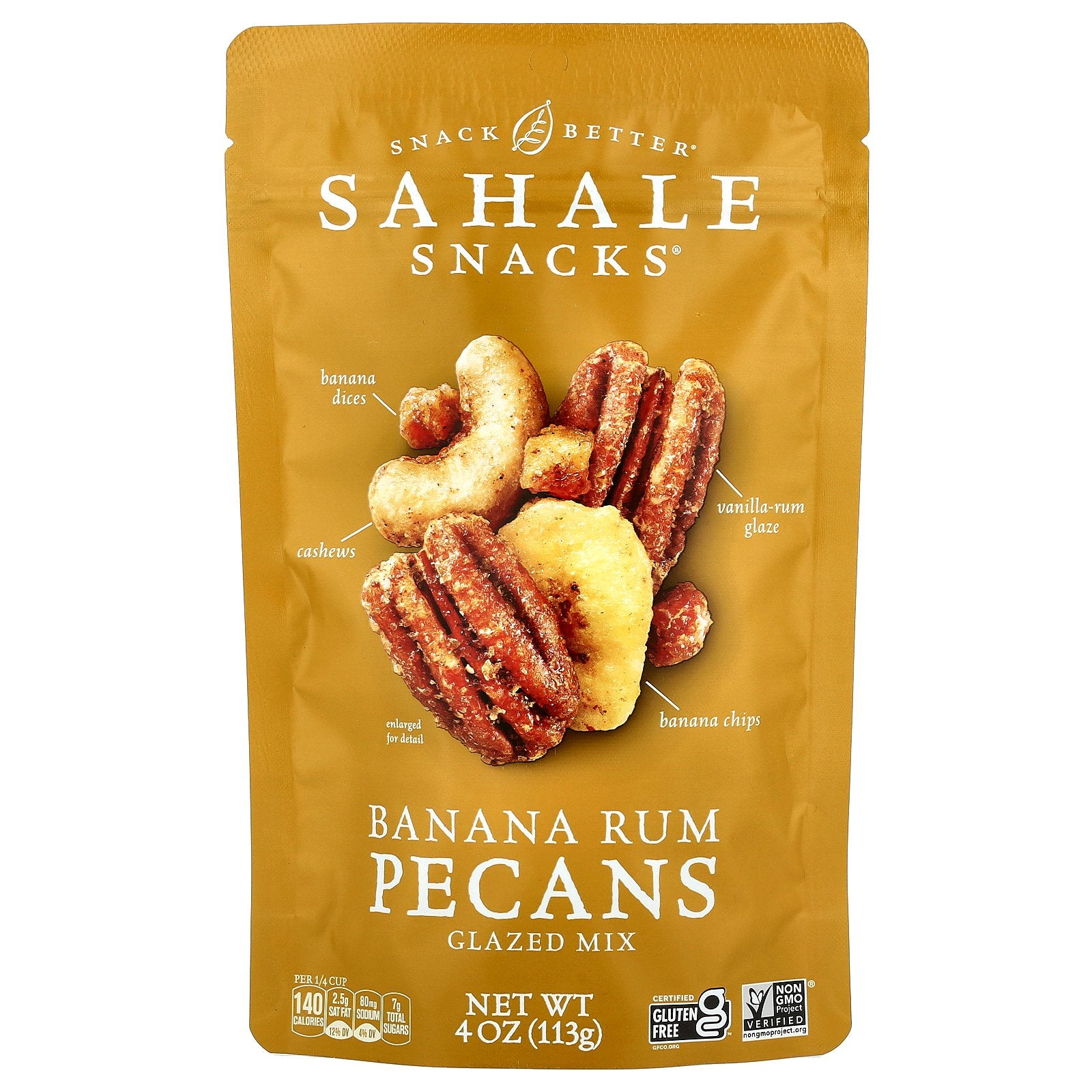 Sahale Snacks, Glazed Mix, Banana Rum Pecans, 4 oz (113 g)