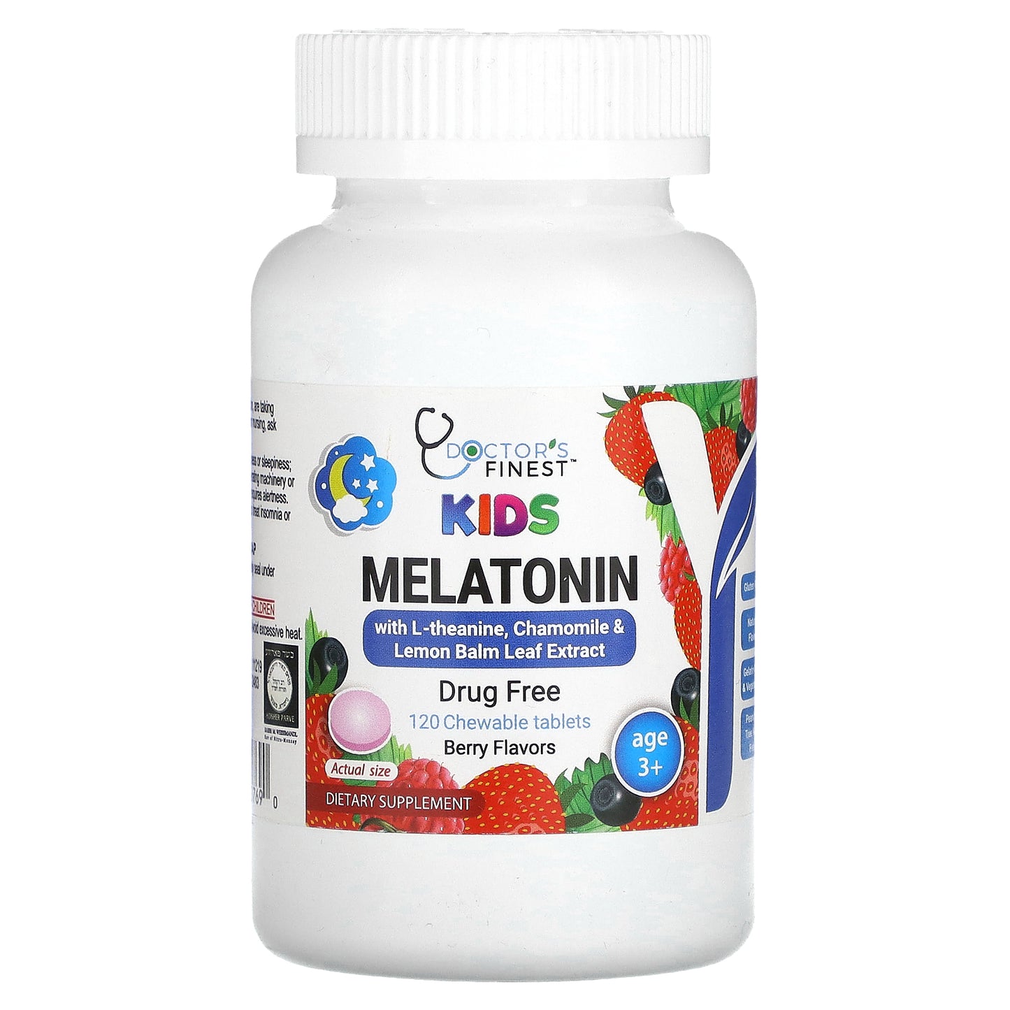 Doctor's Finest, Kids Melatonin, Age 3+, Berry, 120 Chewable Tablets