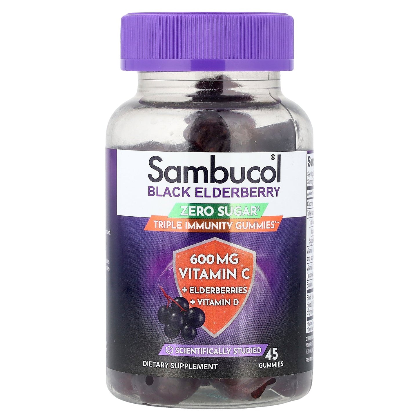 Sambucol, Black Elderberry, Zero Sugar, Triple Immunity Gummies , 45 Gummies