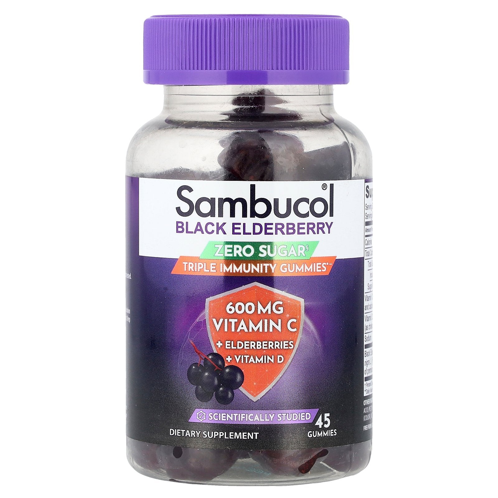 Sambucol, Black Elderberry, Zero Sugar, Triple Immunity Gummies , 45 Gummies