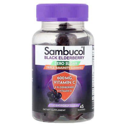 Sambucol, Black Elderberry, Zero Sugar, Triple Immunity Gummies , 45 Gummies
