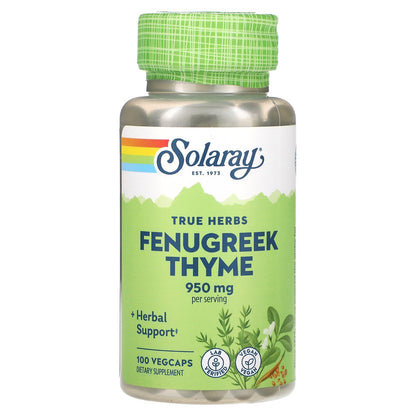 Solaray, True Herbs, Fenugreek Thyme, 100 VegCaps