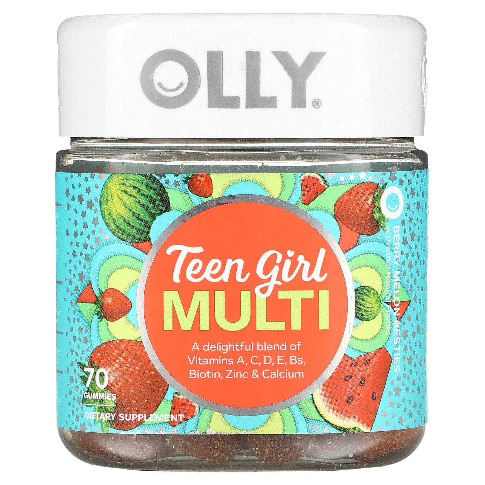 OLLY, Teen Girl Multi Gummies, Berry Melon Besties, 70 Gummies