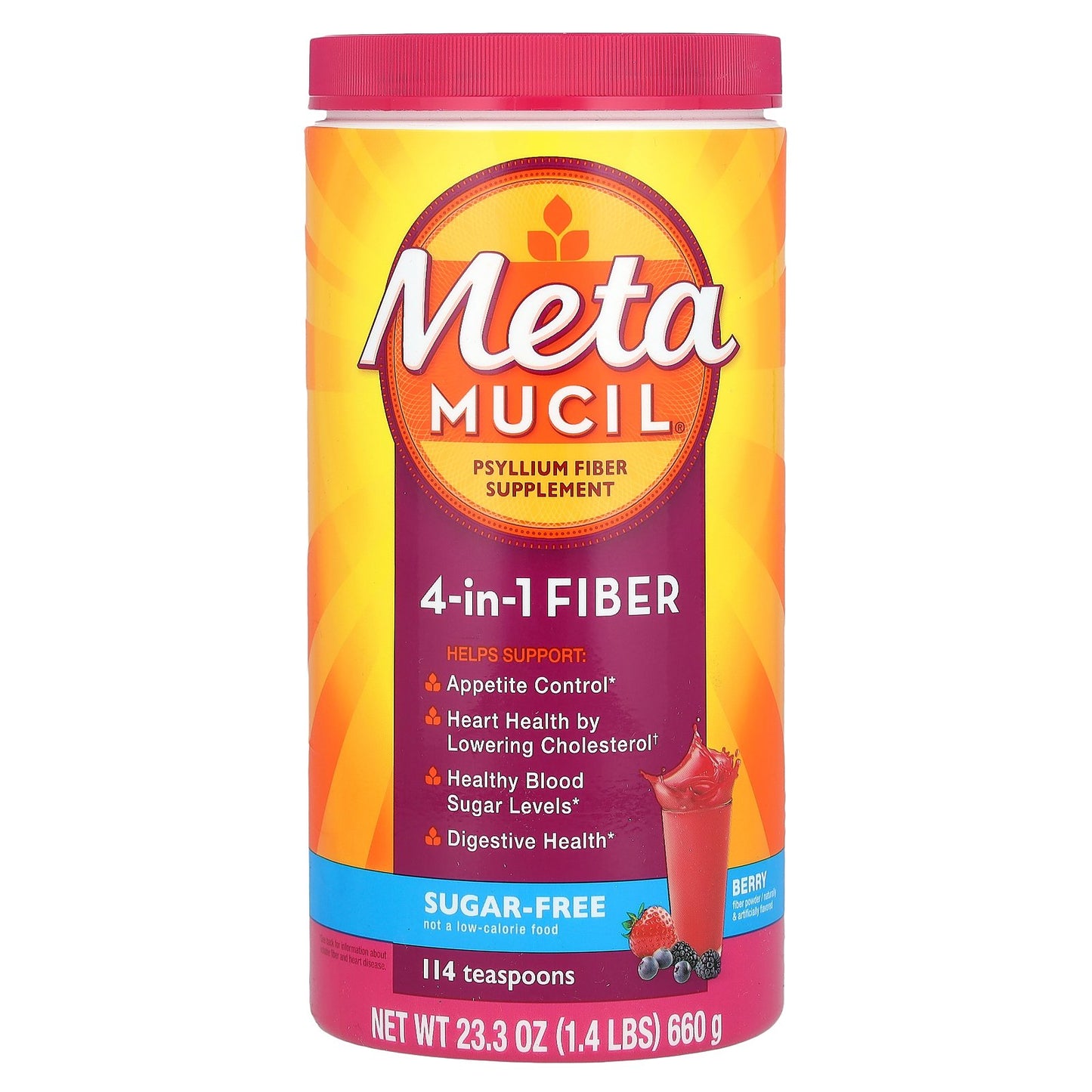 Metamucil, 4-In-1 Fiber, Berry, 23.3 oz (660 g)