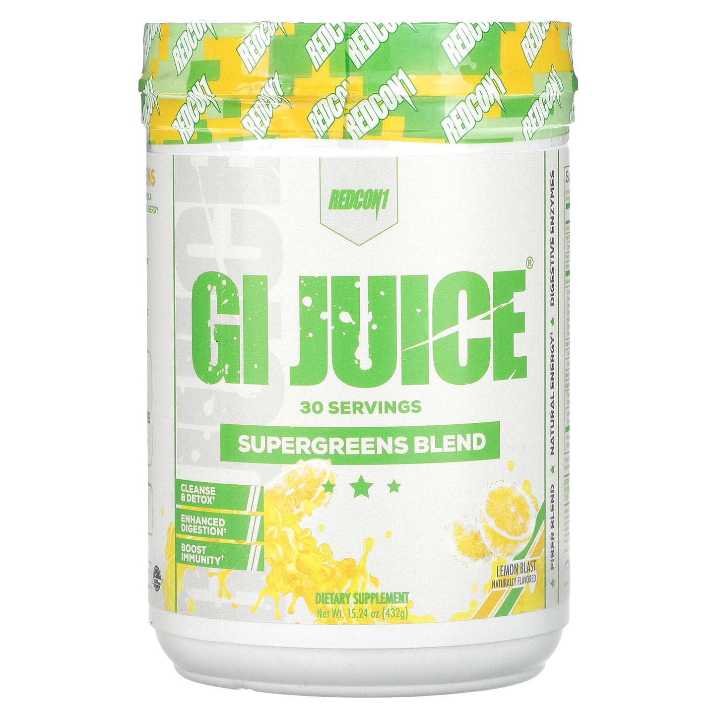 Redcon1, GI Juice, Supergreens Blend, Lemon Blast, 15.24 oz (432 g)