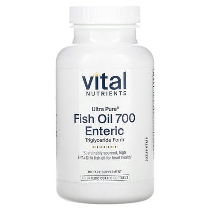 Vital Nutrients, Ultra Pure, Fish Oil 700 Enteric, 90 Enteric Coated Softgels