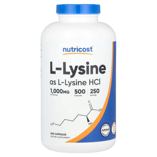 Nutricost, L-Lysine, 500 Capsules (500 mg per Capsule)
