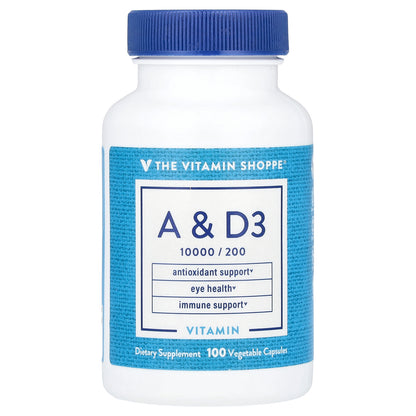 The Vitamin Shoppe, Vitamin A & D3, 100 Vegetable Capsules