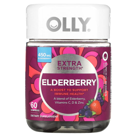 OLLY, Elderberry, Extra Strength, Bunch O' Berries, 450 mg, 60 Gummies (225 mg per Gummy)