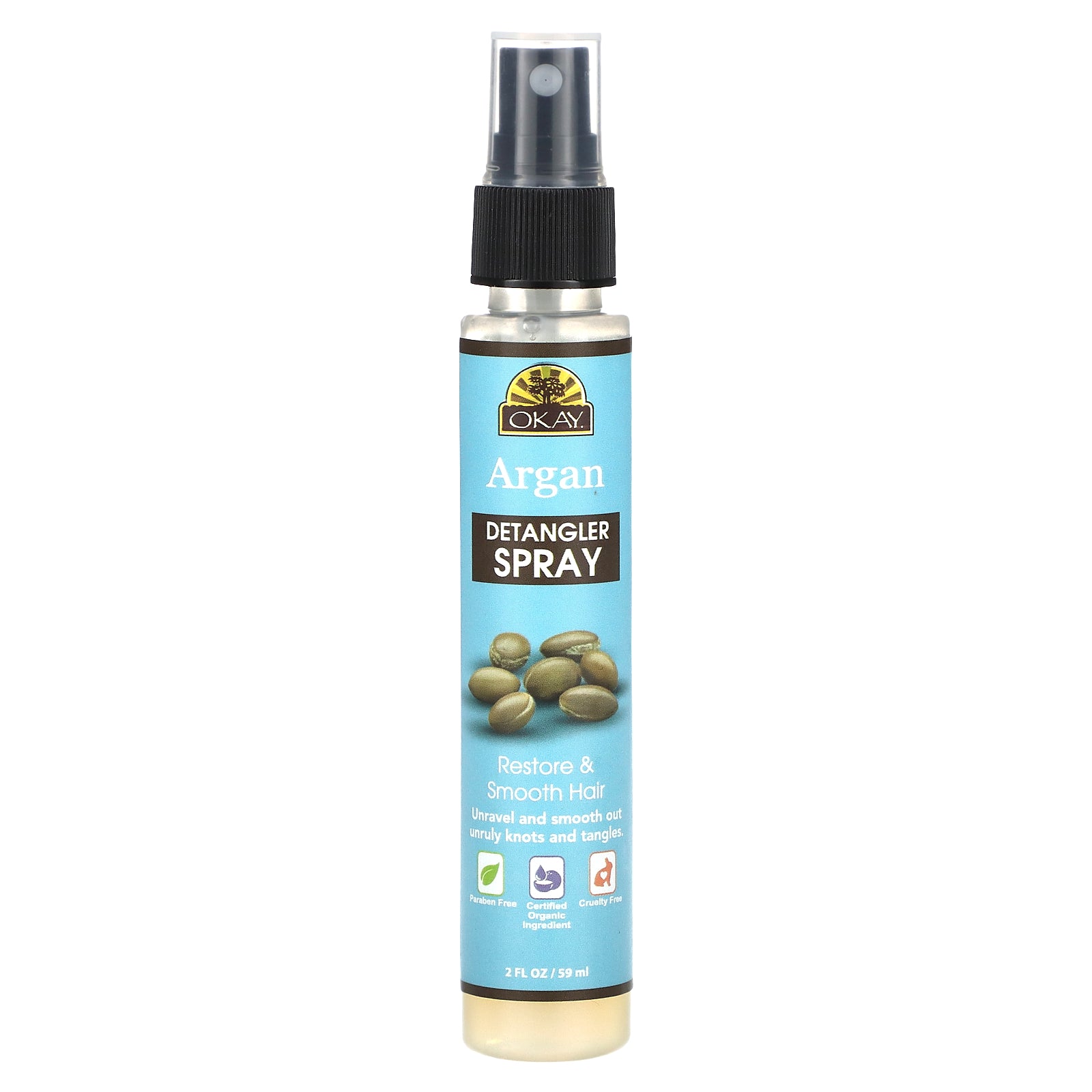 Okay Pure Naturals, Argan Detangler Spray , 2 fl oz (59 ml)