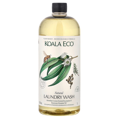 Koala Eco, Natural Laundry Wash, Australian Lemon Scented Eucalyptus & Rosemary Essential Oil, 33.8 fl oz (1 l)