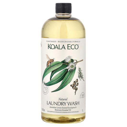 Koala Eco, Natural Laundry Wash, Australian Lemon Scented Eucalyptus & Rosemary Essential Oil, 33.8 fl oz (1 l)