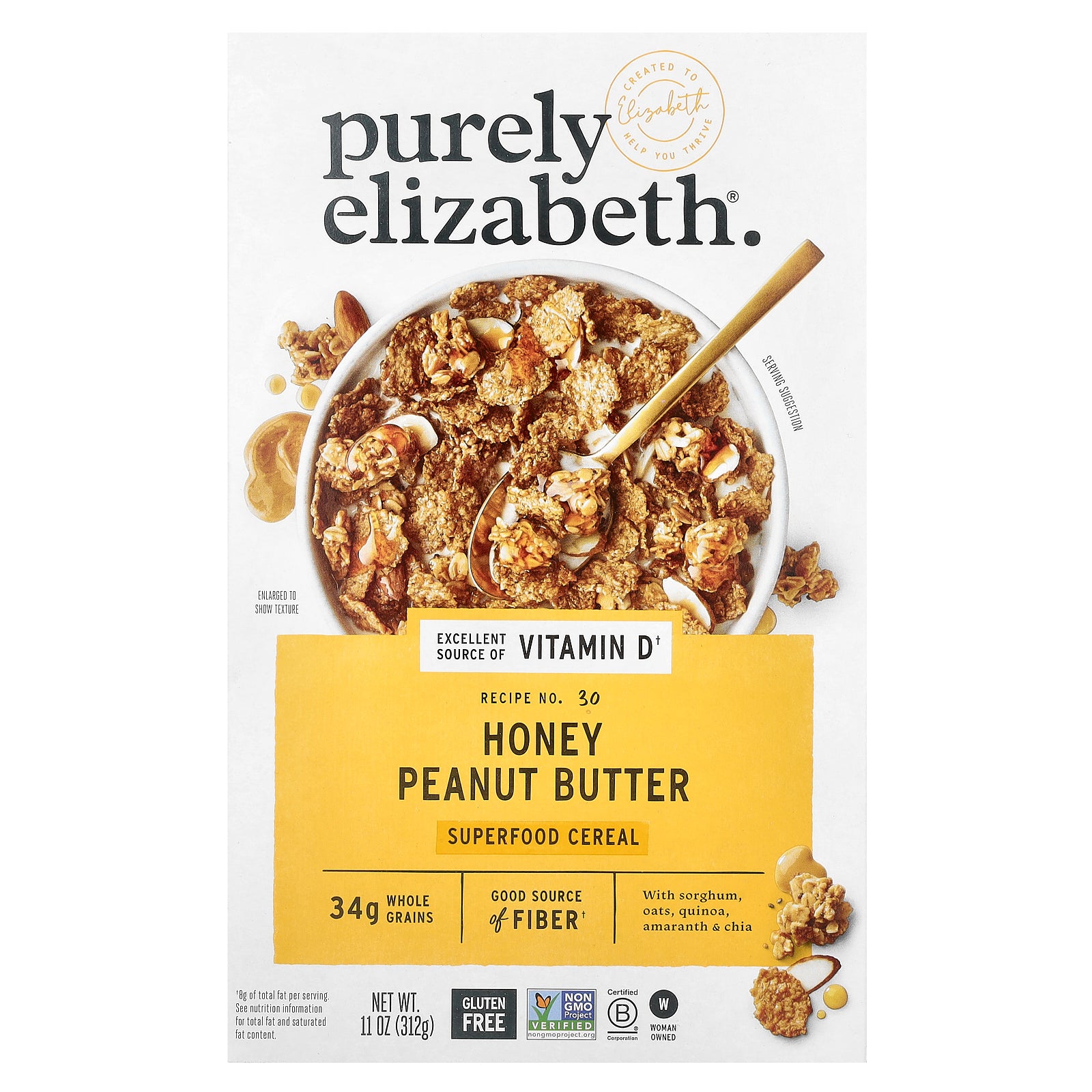 Purely Elizabeth, Superfood Cereal, Honey Peanut Butter, 11 oz (312 g)