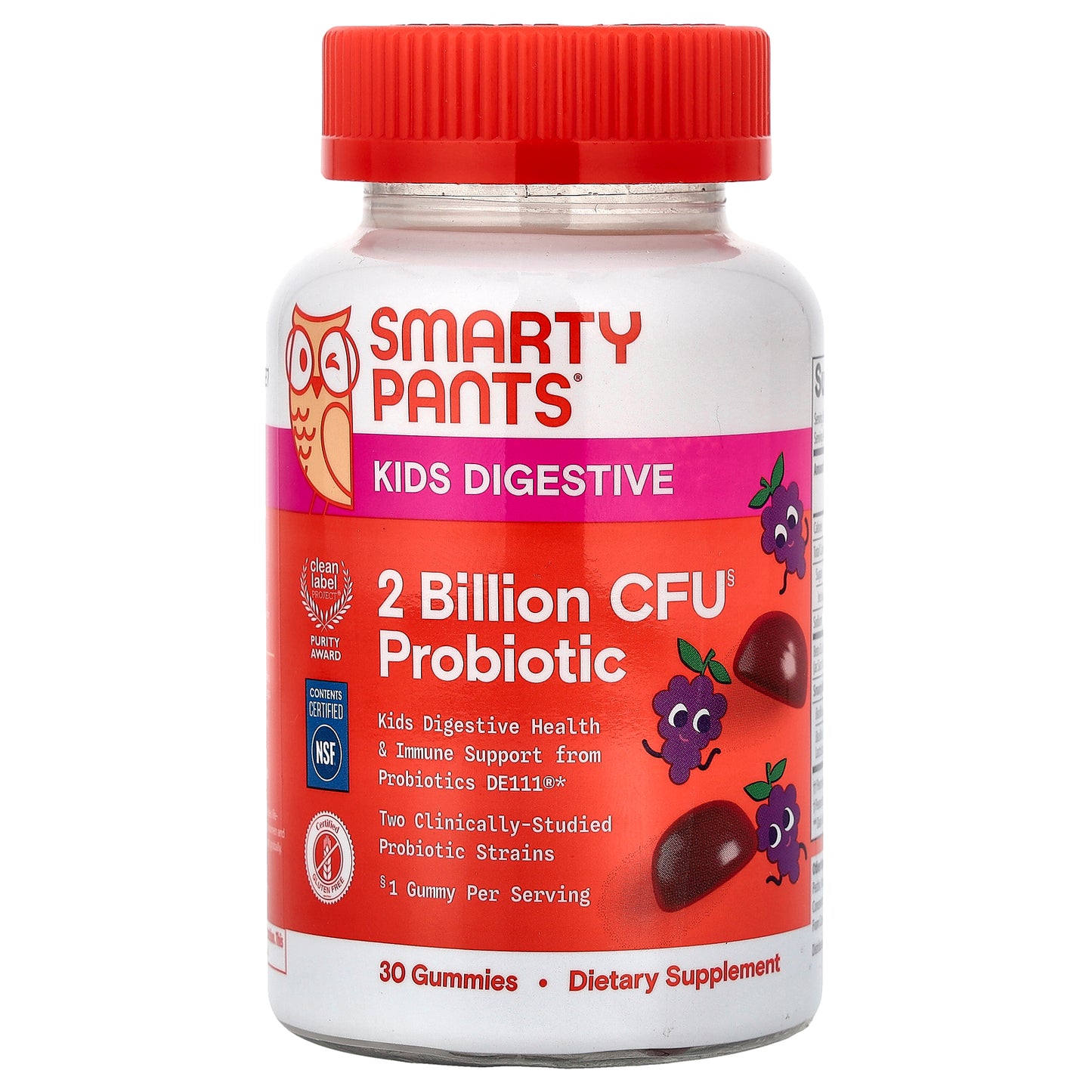 SmartyPants, Kids Digestive, Probiotic Gummies, Grape, 30 Gummies