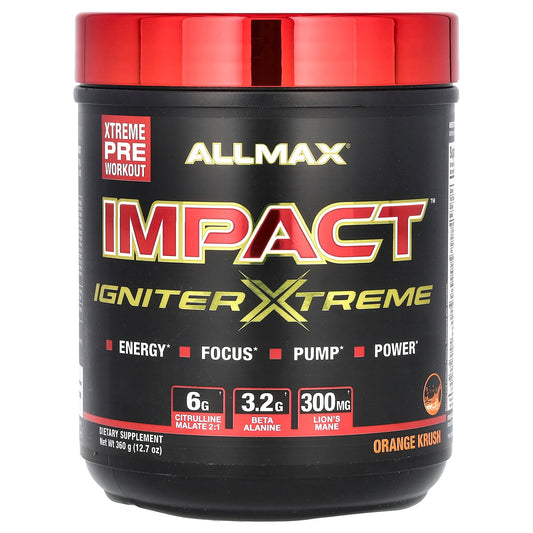 ALLMAX, IMPACT™ IGNITER XTREME, Pre-Workout, Orange Krush, 12.7 oz (360 g)