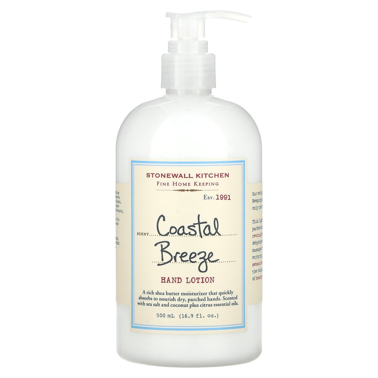 Stonewall Kitchen, Hand Lotion, Coastal Breeze, 16.9 fl oz (500 ml)