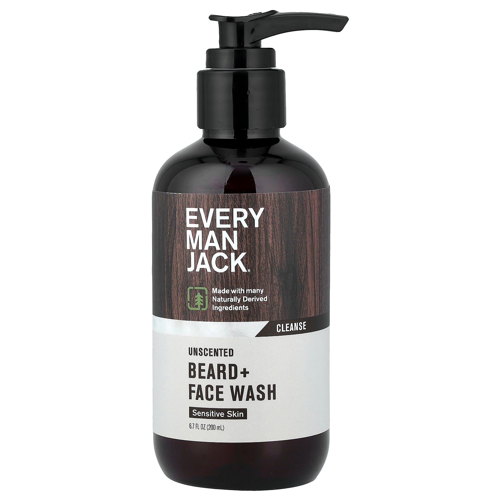 Every Man Jack, Beard + Face Wash, Sensitive Skin, Unscented, 6.7 fl oz (200 ml)