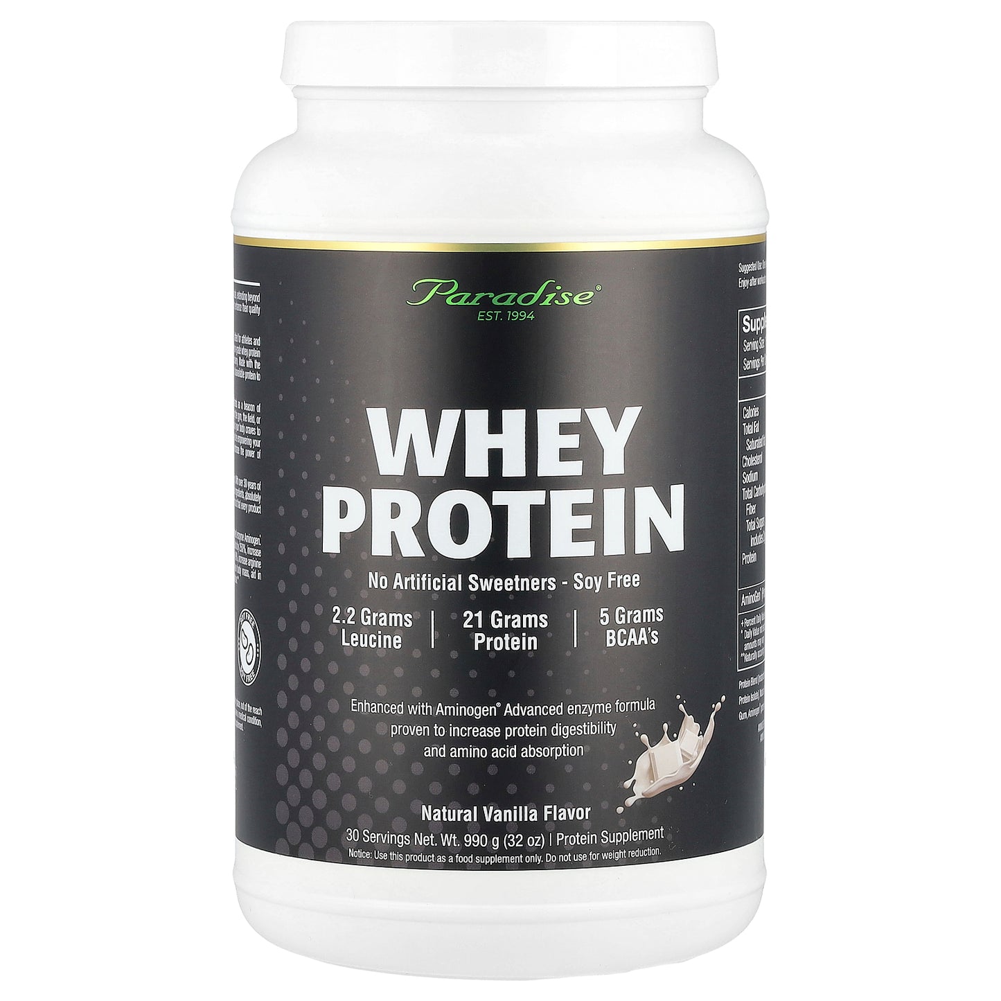 Paradise Herbs, Whey Protein, Natural Vanilla, 32 oz (990 g)