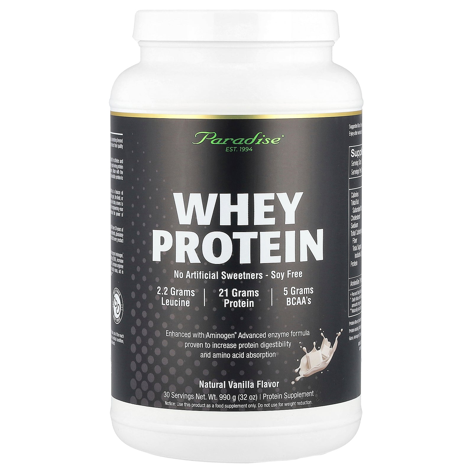 Paradise Herbs, Whey Protein, Natural Vanilla, 32 oz (990 g)