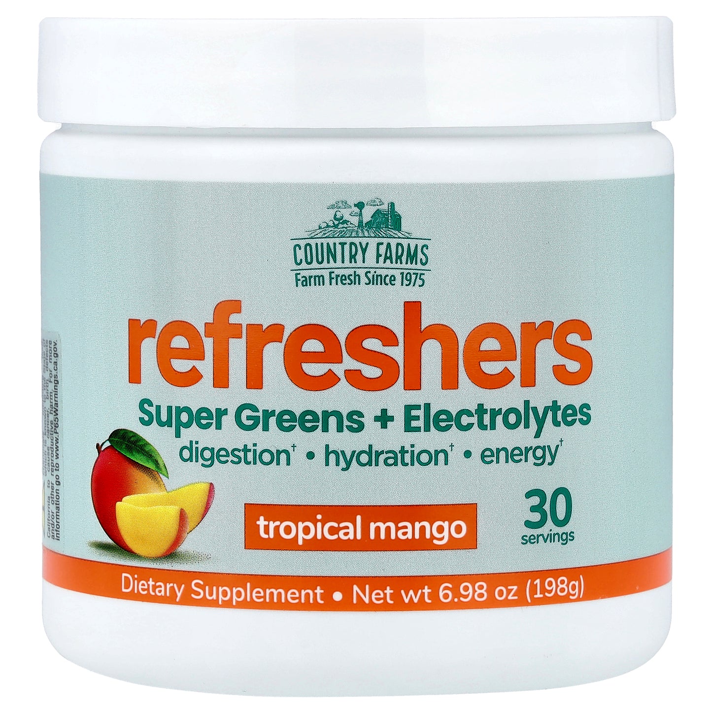 Country Farms, Refreshers, Super Greens + Electrolytes, Tropical Mango, 6.98 oz (198 g)