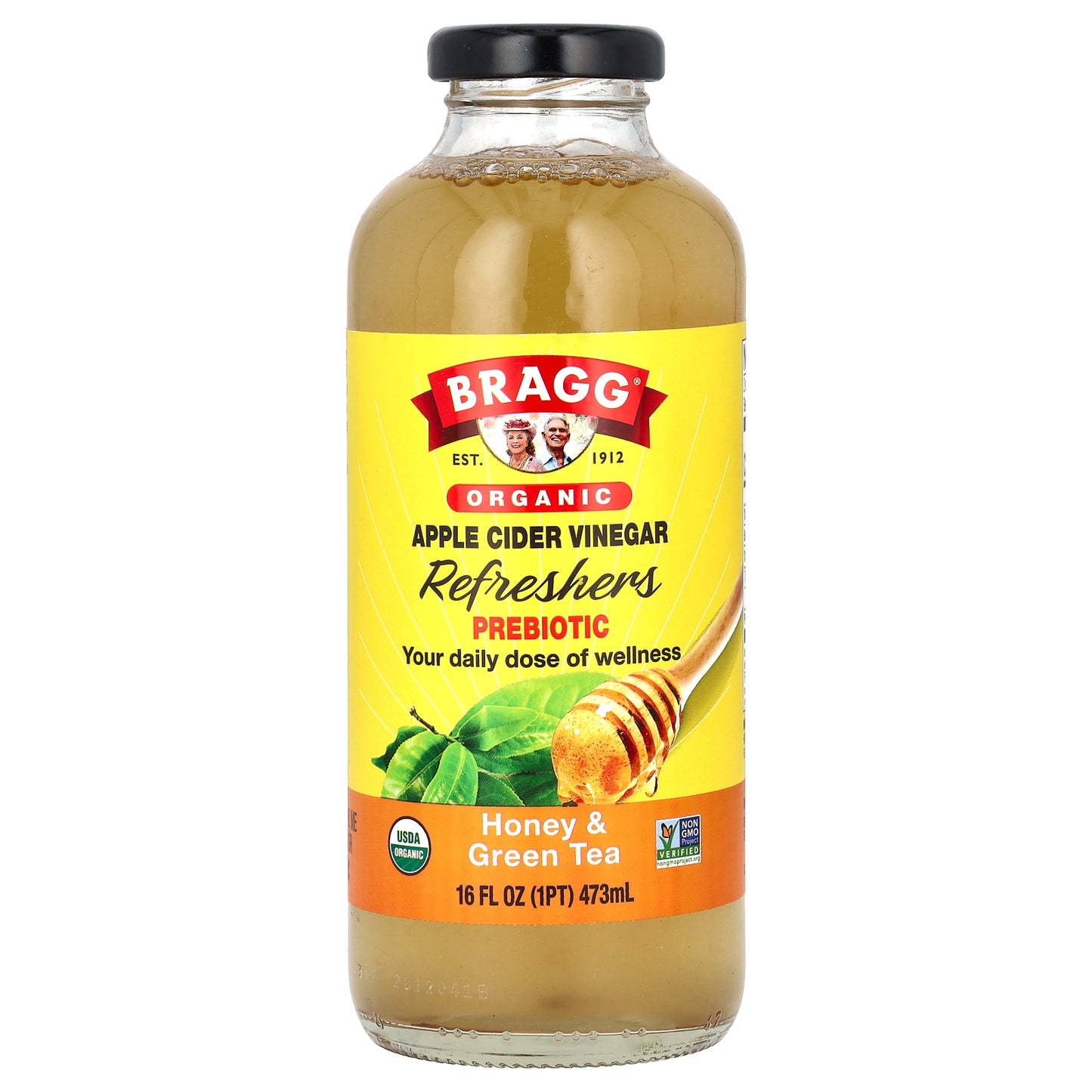 Bragg, Organic Apple Cider Vinegar Refreshers, Prebiotic, Honey & Green Tea, 16 fl oz (473 ml)