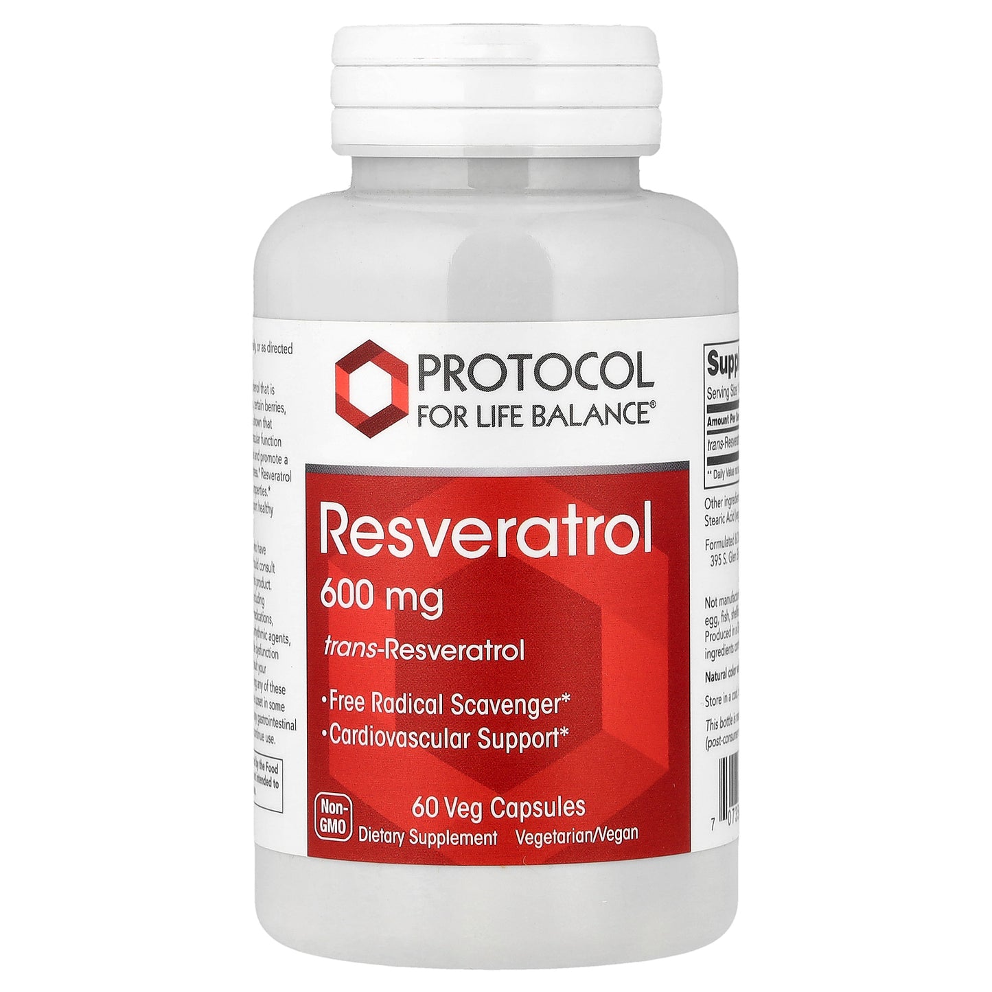 Protocol for Life Balance, Resveratrol, 600 mg, 60 Veg Capsules