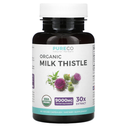 Pure Co., Organic Milk Thistle, 300 mg, 60 Vegan Capsules