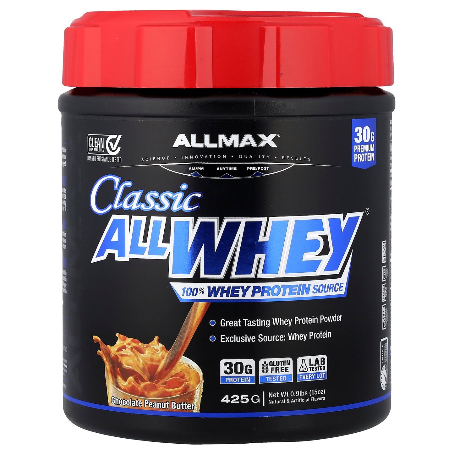 ALLMAX, CLASSIC ALLWHEY®, 100% Whey Protein Source, Chocolate Peanut Butter, 0.9 lbs (425 g)