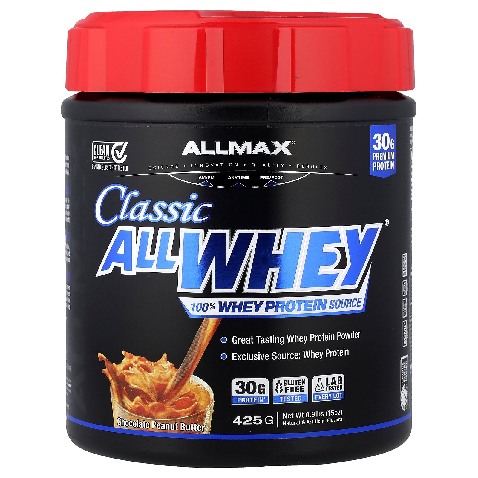 ALLMAX, CLASSIC ALLWHEY®, 100% Whey Protein Source, Chocolate Peanut Butter, 0.9 lbs (425 g)