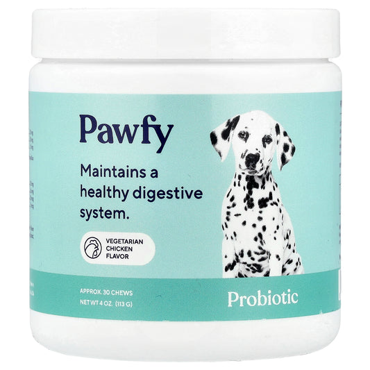 Pawfy, Probiotic, For Dogs, 6 Months+, Vegetarian Chicken, 30 Chews, 4 oz (113 g)