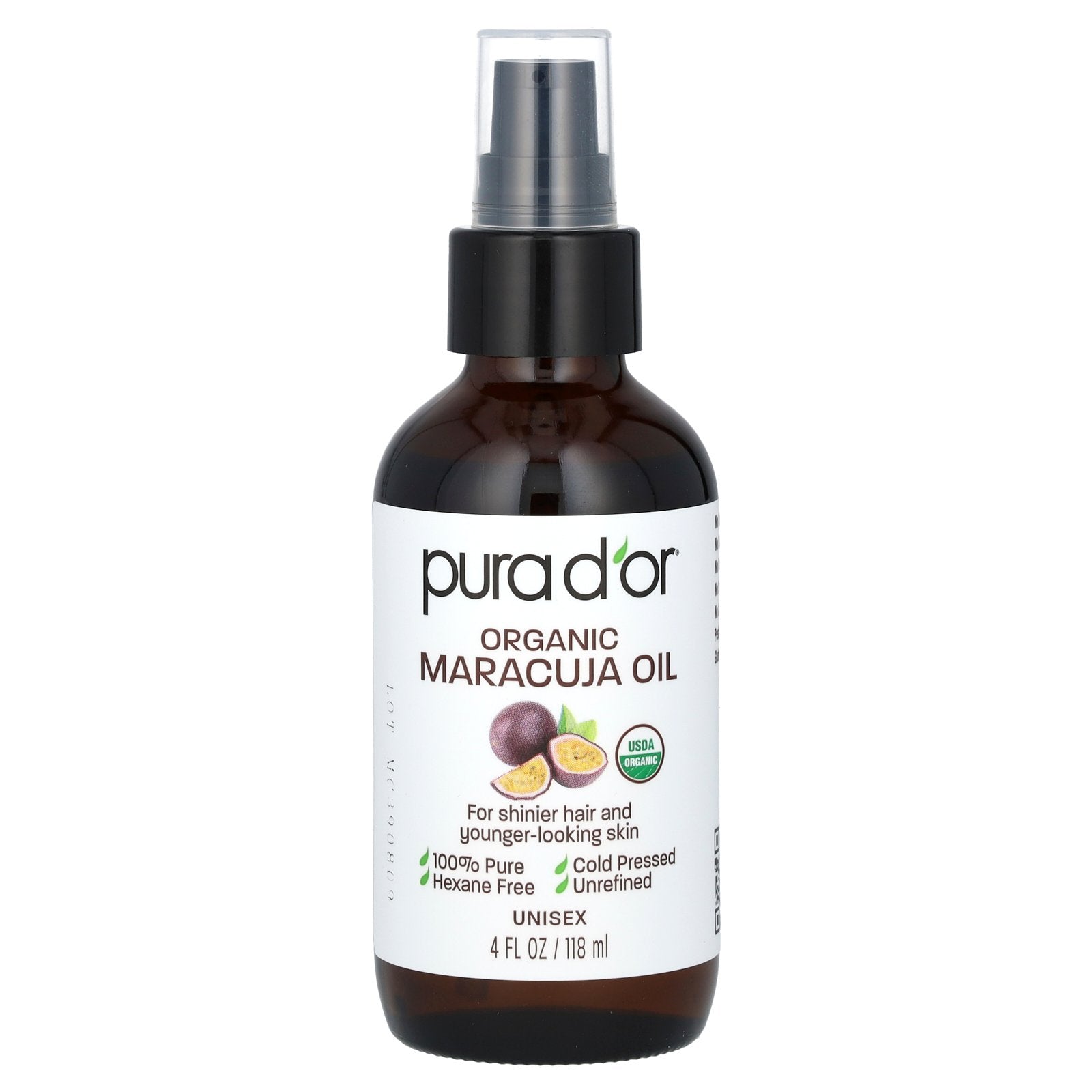 Pura D'or, Organic Maracuja Oil, 4 fl oz (118 ml)