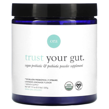 Ora, Trust Your Gut, Vegan Probiotic & Prebiotic Powder, Lavender Lemonade, 20 Billion, 7.9 oz (225 g)